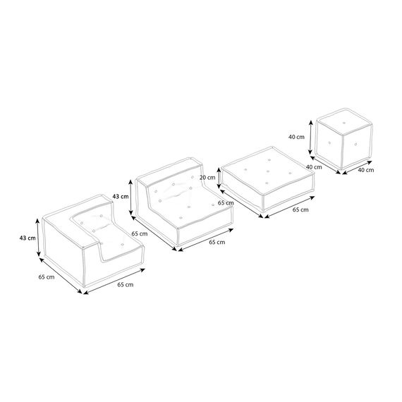 MyColorCube Kinder-Sofa Set E gelb 5-teilig