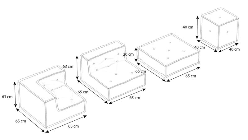 MyColorCube Kinder-Sofa Set D rosa 6-teilig
