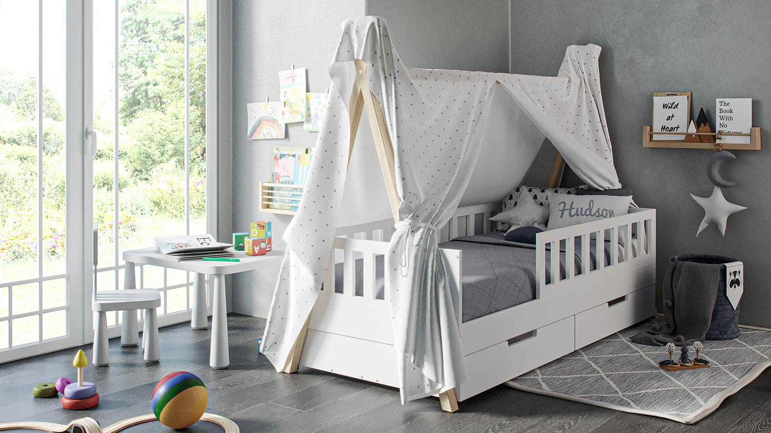 Stoffdach Betthimmel Tipi-Bett Bella