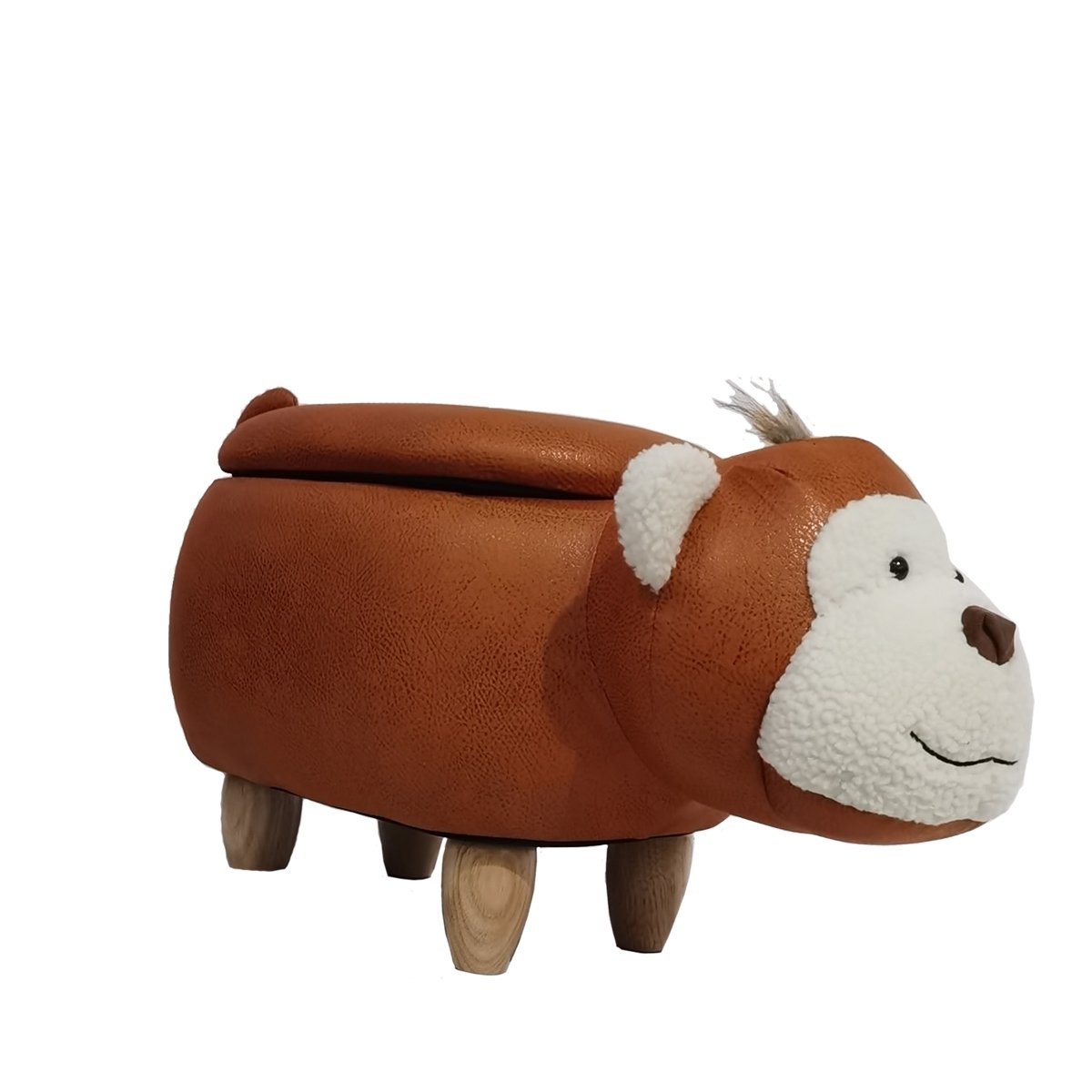 MyAnimalCube Sitzhocker mit Stauraumfach Affe Aki braun