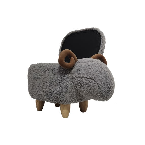 MyAnimalCube Sitzhocker mit Stauraumfach Schafbock Sammy grau