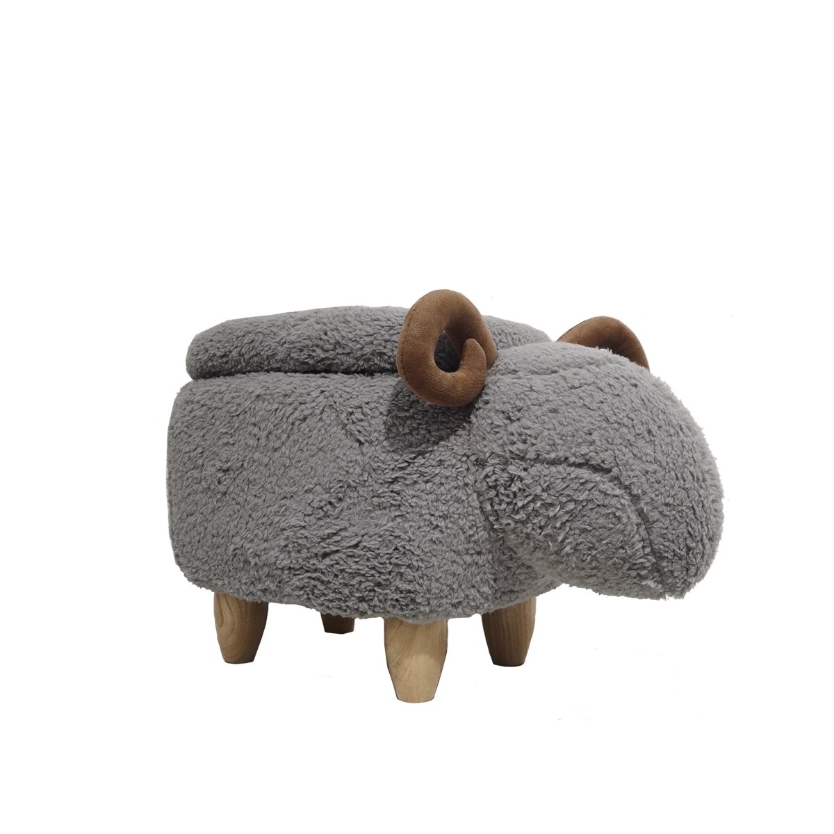 MyAnimalCube Sitzhocker mit Stauraumfach Schafbock Sammy grau