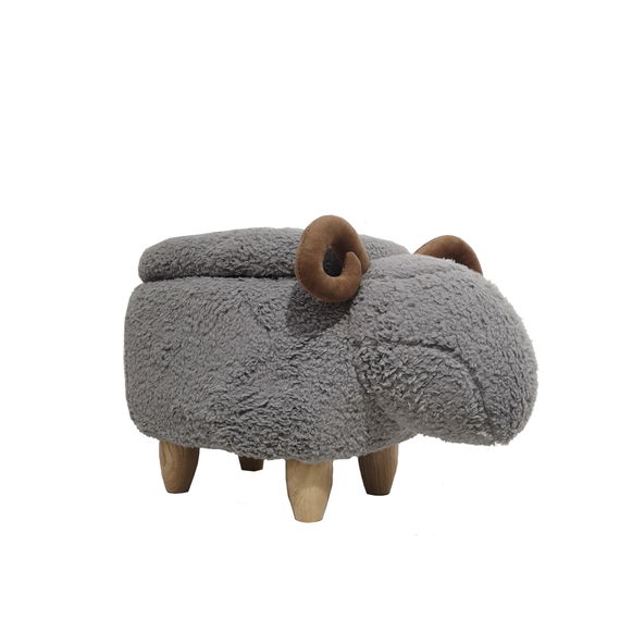 MyAnimalCube Sitzhocker mit Stauraumfach Schafbock Sammy grau
