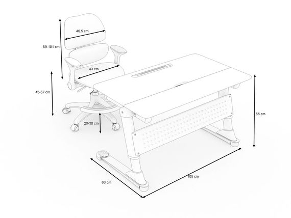 Neptun Stuhl + Luna weiß Schreibtisch
