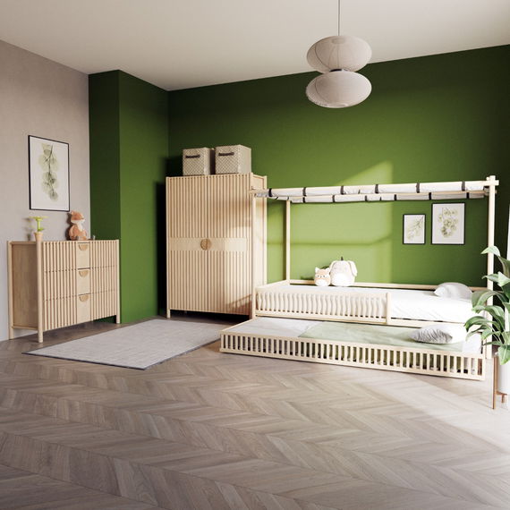 Hausbett Ninja (inkl. Gästebett und Dach)