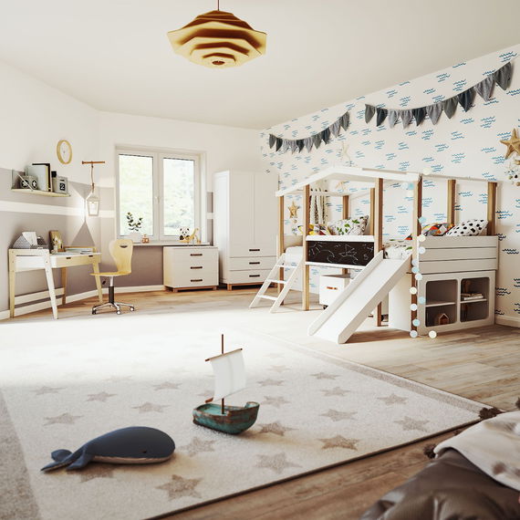 Kinderzimmer Set mit Schreibtisch 8-teilig Cory 90x200cm