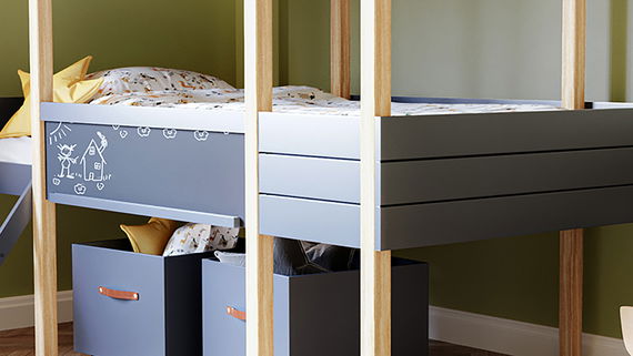 Kinderzimmer Set 7-teilig Cory 90x200cm, Anthrazit