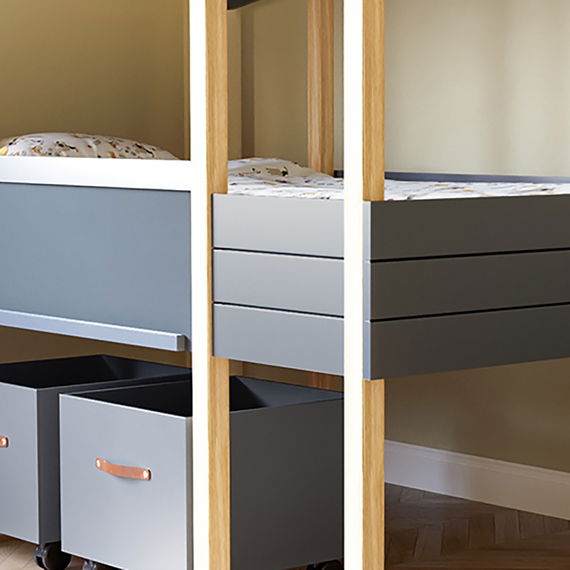 Kinderzimmer Set mit Schreibtisch 8-teilig Cory 90x200cm, Anthrazit