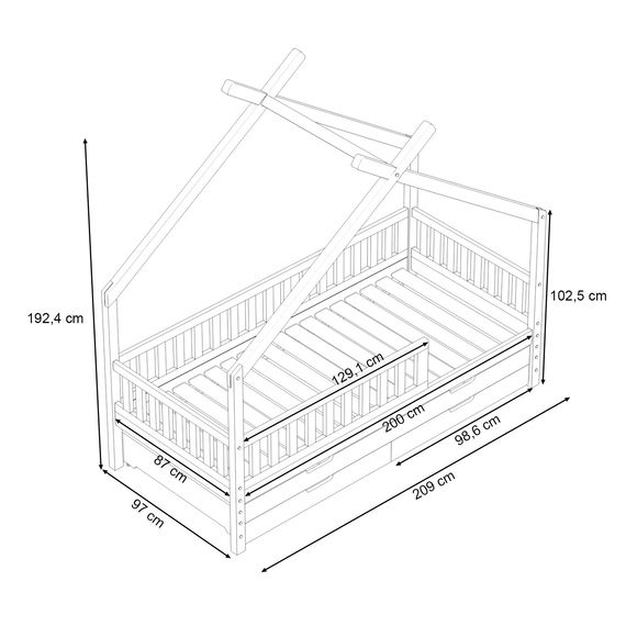 Hausbett Clara, weiß (inkl. Gästebett u. Bettkästen)