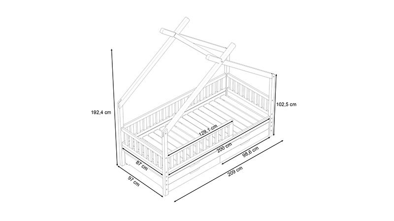 Hausbett Clara, natur (inkl. Gästebett u. Bettkästen)
