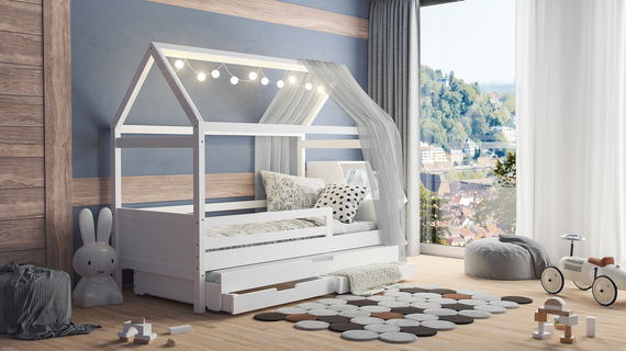 Hausbett Maya mit Gästebett und Bettkästen