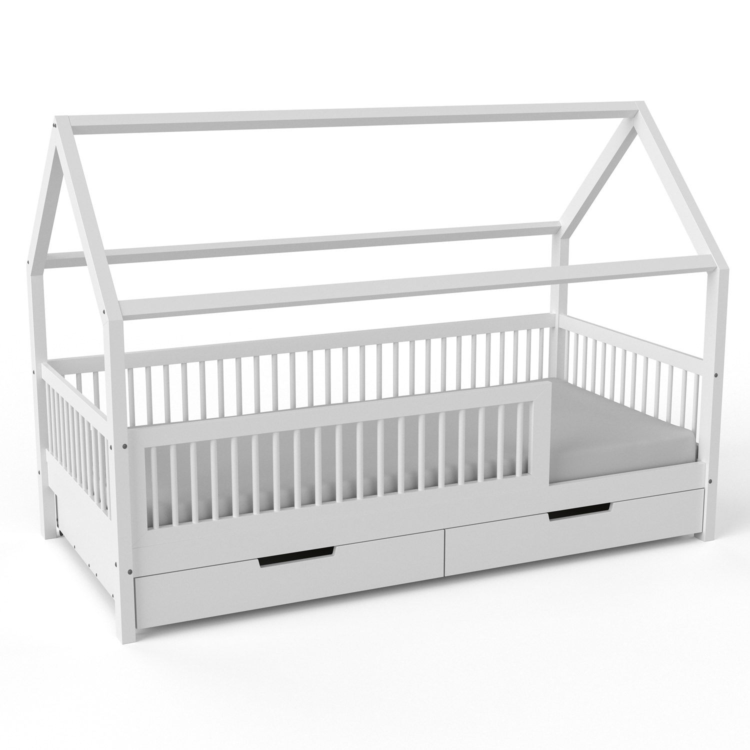 Das Bett kann auch mit Bettkästen und Gästebett genutzt werden (Abbildung ähnlich)