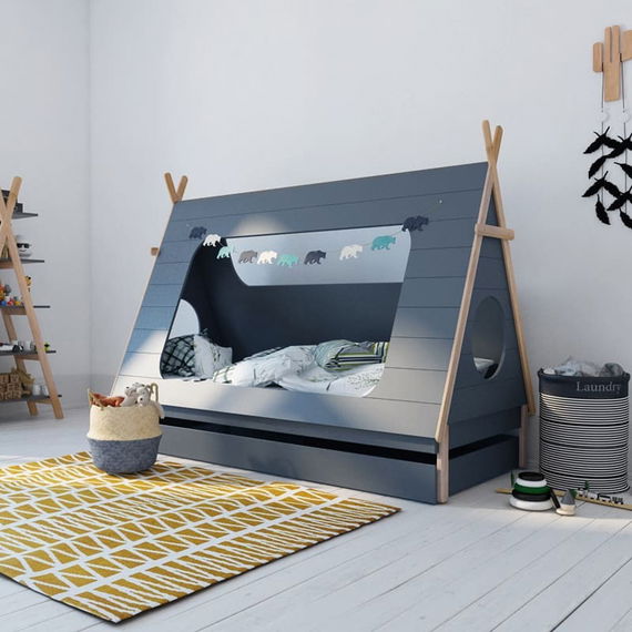 Bettkasten Ponca für Tipi Bett grau
